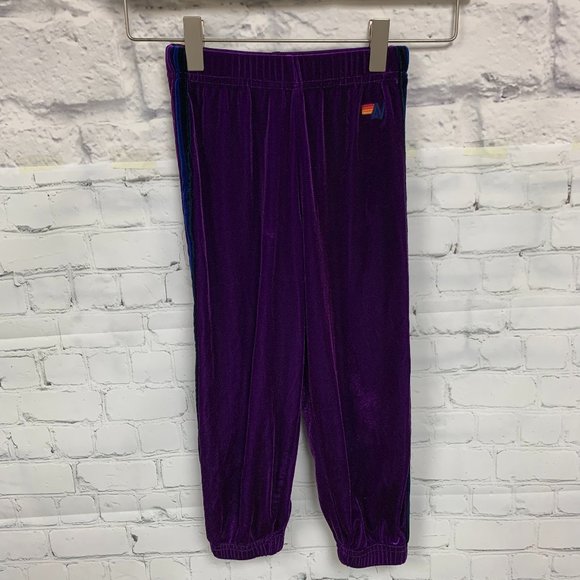 Aviator Nation Kid's Classic Velvet Sweatpants in Purple - Picture 2 of 12